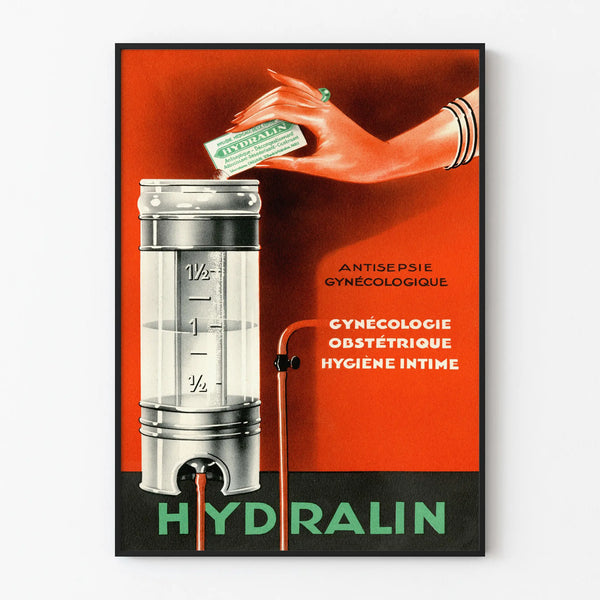 Vintage Hydralin gynecological antiseptic poster wall decoration