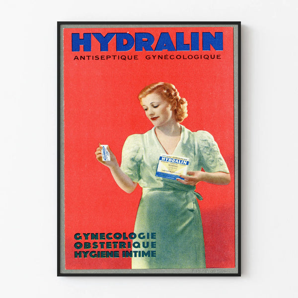 Vintage Hydralin Antiseptic Gynecological Poster for Wall Decoration