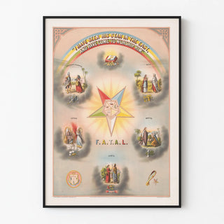 Vintage Spiritual Poster with Star and Biblical Scenes