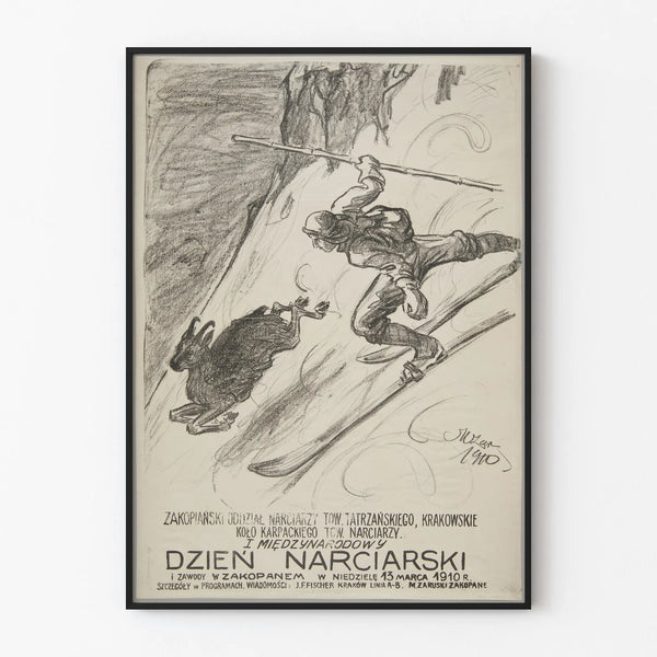 Vintage poster for the International Ski Day in Zakopane 1910