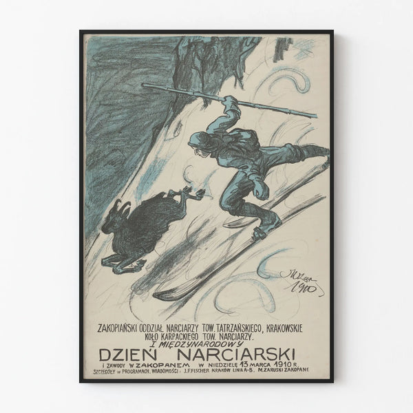 Vintage Poster Ski Challenge in Zakopane 1910 - Winter Sports Wall Decoration