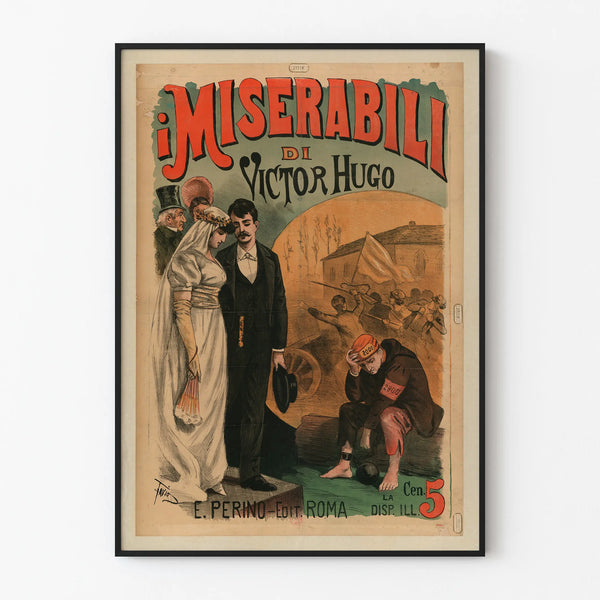 Vintage Poster of Les Misérables by Victor Hugo in Italian