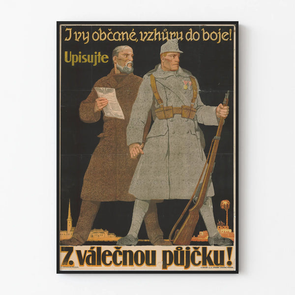 Vintage historical military mobilization poster