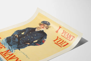 Vintage Military Poster I Want You for The Navy