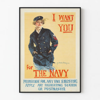 Vintage Military Poster I Want You for The Navy