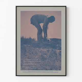 Vintage artistic poster 'I Wonder If The Ground Has Anything To Say' in monochrome blue