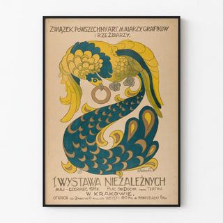 Art Deco stylized bird poster for artistic exhibition 1911