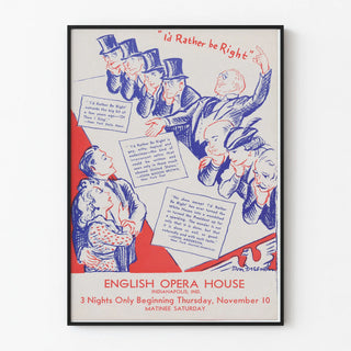Retro English poster 'I'd Rather Be Right' for wall decoration