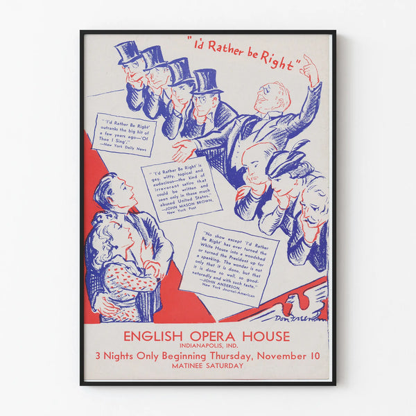 Retro English poster 'I'd Rather Be Right' for wall decoration