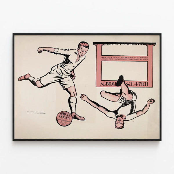 Vintage sports poster Idraetsboken decorative for wall — framed artwork on a wall