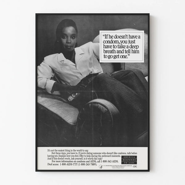Vintage AIDS prevention poster - Message on the importance of condom use