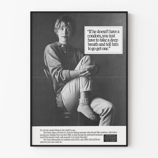 Vintage poster for HIV prevention and condom use