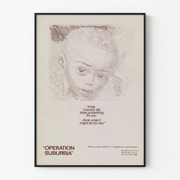 Vintage Poster Operation Suburbia - Welcoming an Urban Child to the Countryside