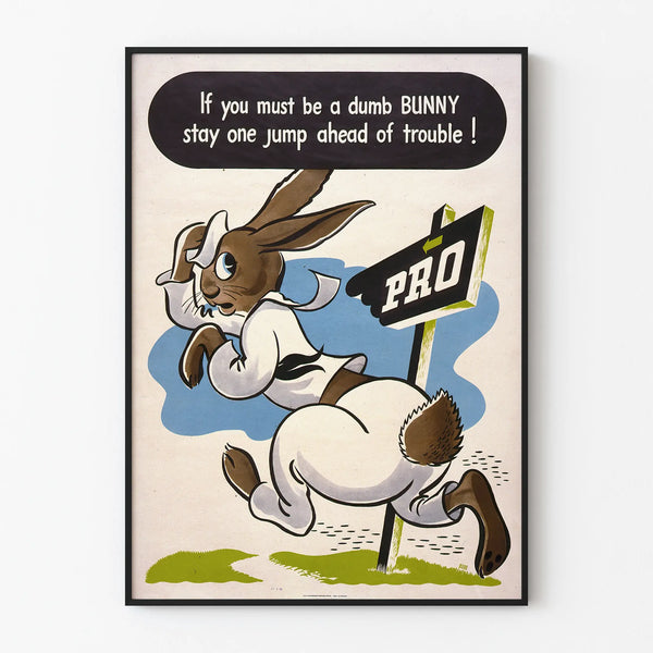 Vintage decorative poster "Dumb Bunny" rabbit