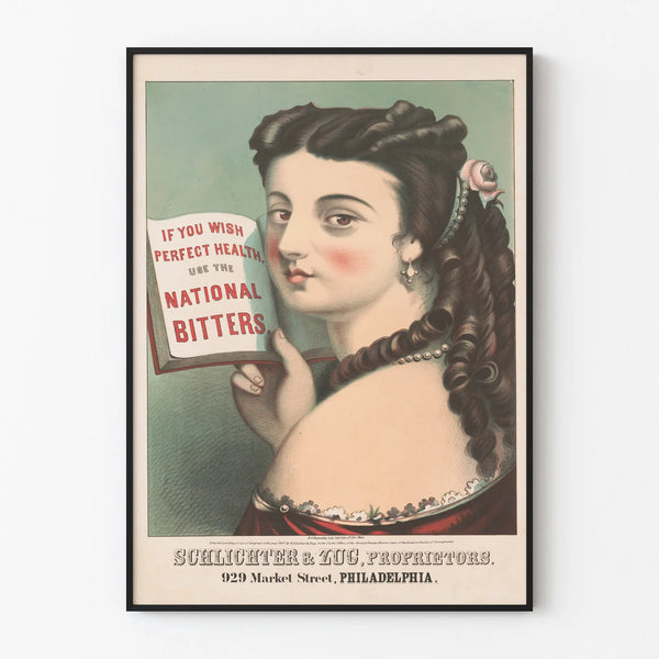 Vintage National Bitters poster for wall decoration