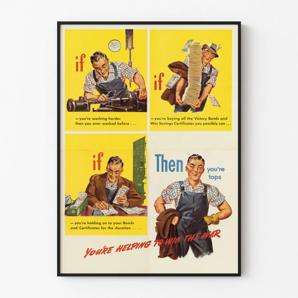 Vintage Poster Motivation Work and Saving War