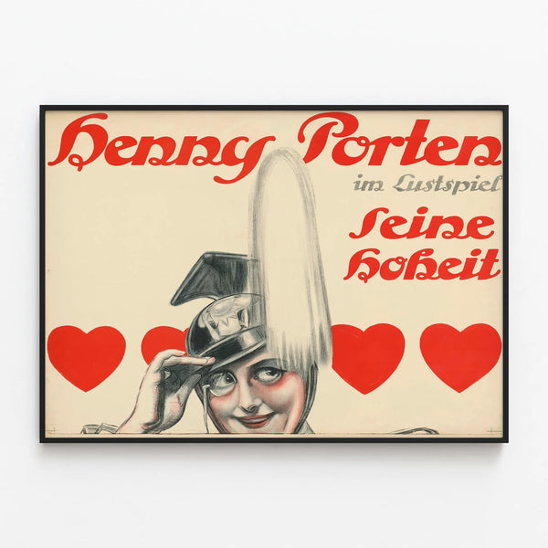Vintage Ihr Hoheit Poster for Original Wall Decoration — framed artwork on a wall