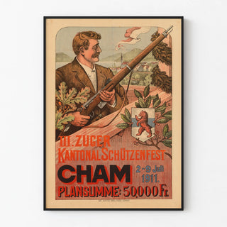 Vintage poster of shooting sport Zug 1911 Cham