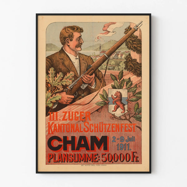 Vintage poster of shooting sport Zug 1911 Cham