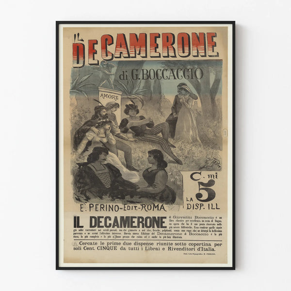 Vintage Poster The Decameron by G. Boccaccio - Classic Literature Wall Decoration