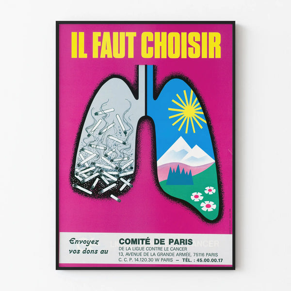 Vintage anti-smoking poster - You must choose, stop cancer