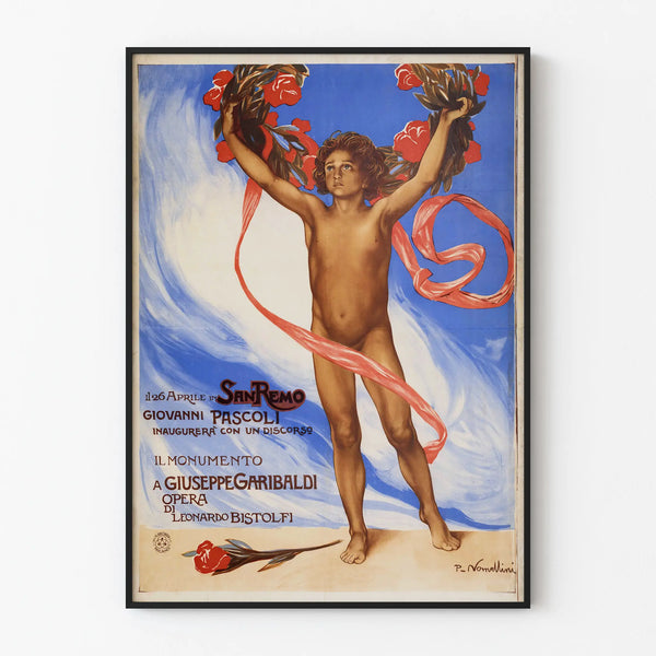 Artistic Poster of the Monument to Giuseppe Garibaldi by P. Novellini