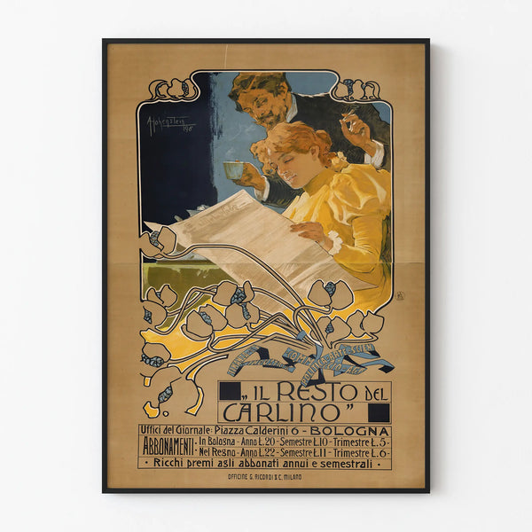 Vintage poster Il Resto del Carlino Bologna for wall decoration