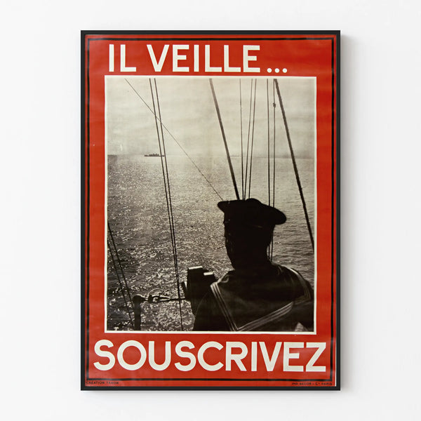 Vintage Wall Poster "He Watches Over... Subscribe" - Marine Decoration