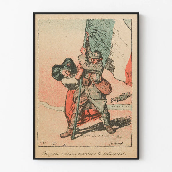 Vintage Poster of a French Soldier Planting a Flag