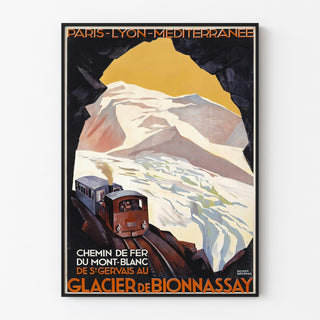 Mont-Blanc Train - Bionnassay Glacier | Art print of old Poster — framed artwork on a wall