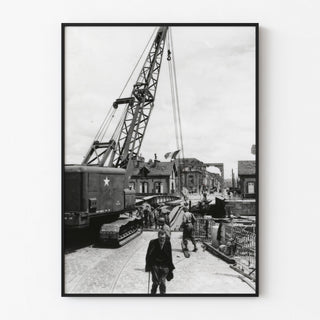 Dismantling of Cherbourg's turning bridge - Normandy landings — framed artwork on a wall