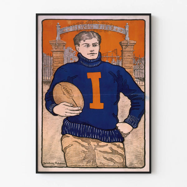Vintage poster of American football player Illinois Field