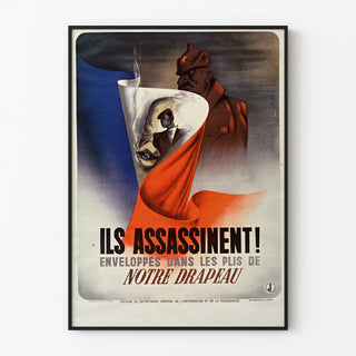 Vintage poster They assassinate wrapped in our flag