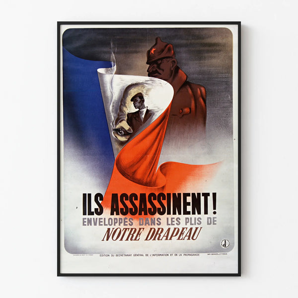 Vintage French propaganda poster - Patriotic wall decoration