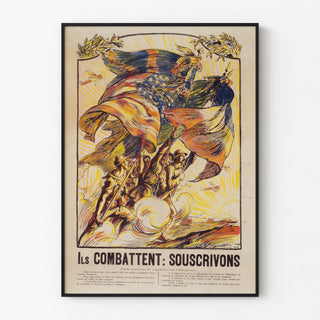 Vintage propaganda poster "They Fight: Let's Subscribe"