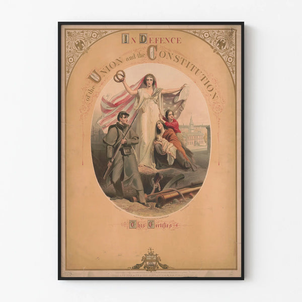 Vintage Poster In Defense of the Union and the Constitution for Wall Decoration