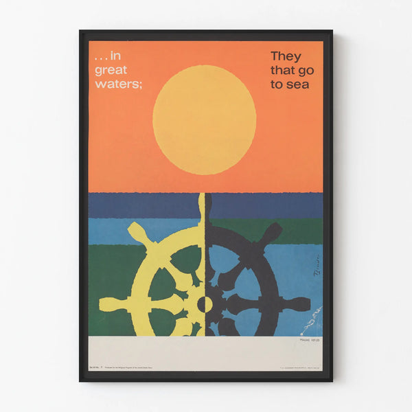 Decorative poster with sea and navigation theme featuring a biblical quote