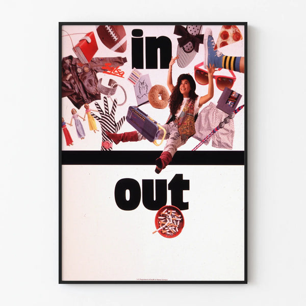 Vintage poster wall decoration In-Out retro style from the 1990s