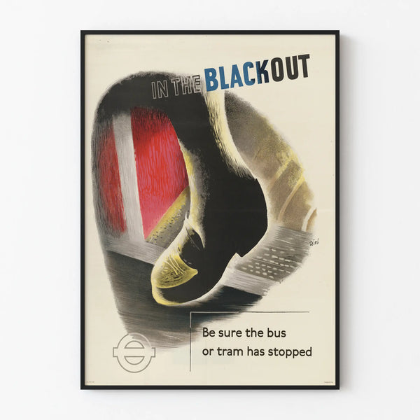 Vintage poster of public transportation safety in case of blackout