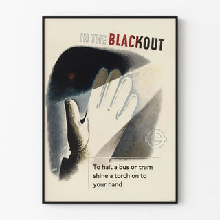 Vintage Black and White Poster « In The Blackout » Indicating Bus or Tram