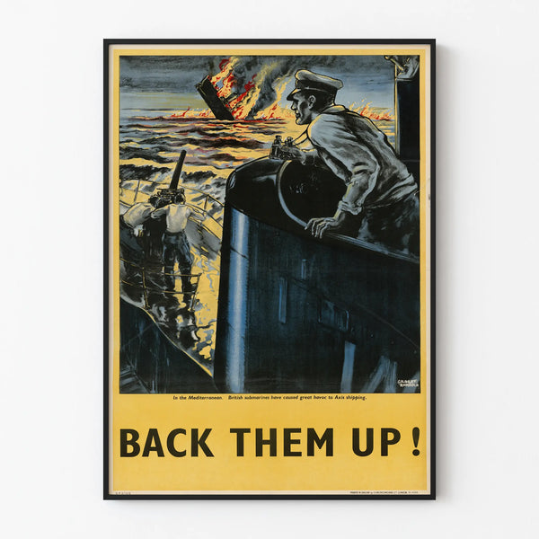 Vintage Marine and British Submarines Poster in the Mediterranean