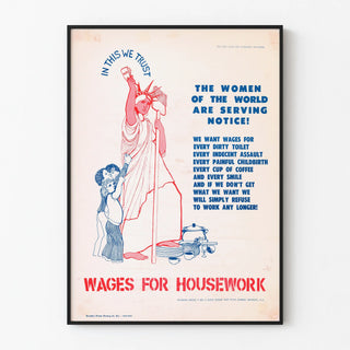 Vintage feminist protest poster "Wages for Housework"