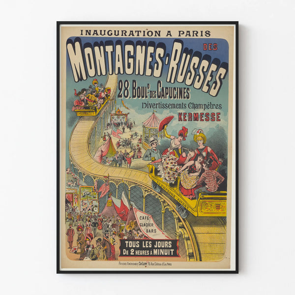 Vintage Poster for the Inauguration of Roller Coasters in Paris, Boulevard des Capucines