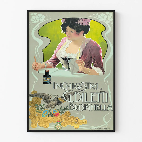 Vintage poster Inchiostri G. Diletti Brisighella for wall decoration