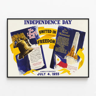 Independence Day Poster United in Freedom - Patriotic Wall Decoration — framed artwork on a wall