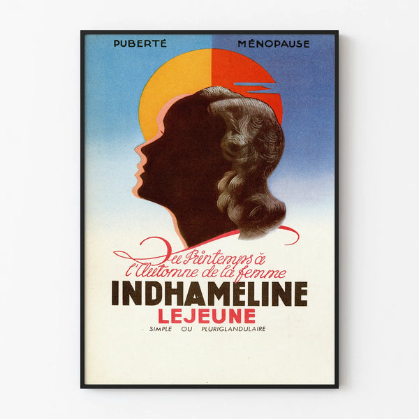 Vintage poster of Indhameline Lejeune for feminine wall decoration