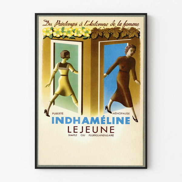 Vintage poster Indhaméline Lejeune wall decoration femininity