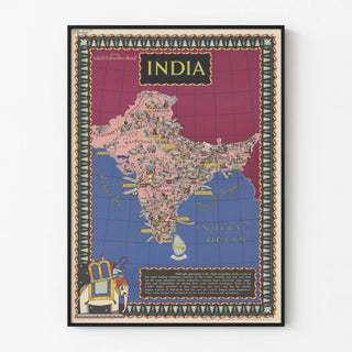 Vintage Industrial and Agricultural Map Poster of India