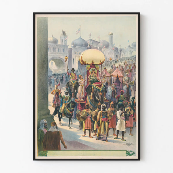 Decorative Poster of an Indian Parade with Queen on Elephant