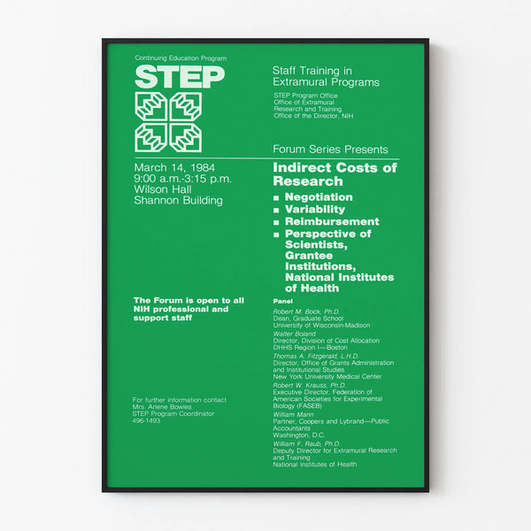 Vintage decorative poster « Indirect Costs of Research » green